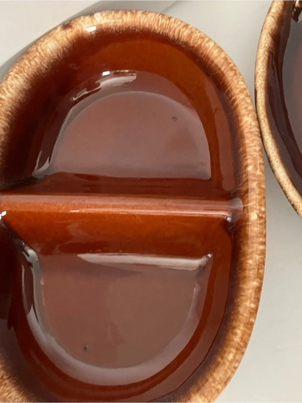 Glazed Ceramic Two-Piece Snack & Dip Set - Brown